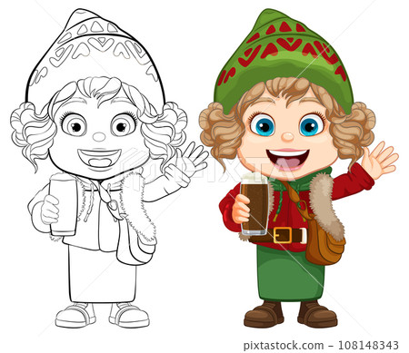 Cheerful Winter Celebration Cartoon Character Girl 108148343