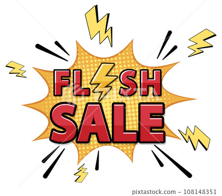 Retro Comic Style Flash Sale Banner with Yellow Lightning Sign Retro Comic Style Flash Sale Banner with Yellow Lightning Sign 108148351