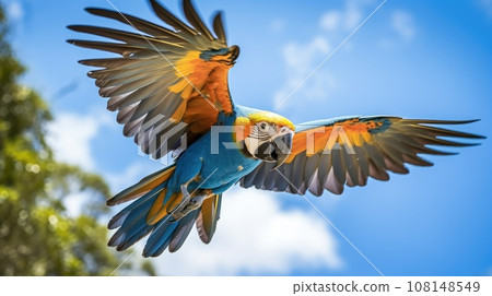 Beautifu macaw flying, Ara arakanga 108148549