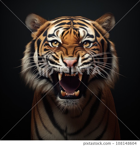 Tiger face on a black background Tiger face on a black background 108148604