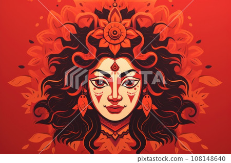 Illustration of goddess durga in navratri durga puja festival. Indian religious Illustration of goddess durga in navratri durga puja festival. Indian religious 108148640