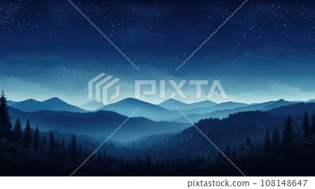 Mountain forest landscape silhouette. Travel background panorama 108148647