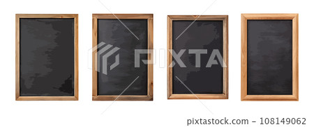 Blank chalkboard in wooden frame vector set isolated on white background 108149062