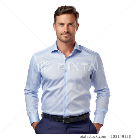 Business man in blue shirt isolated on transparent background. Business man in blue shirt isolated on transparent background. 108149158