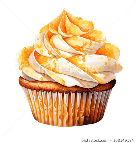 watercolor cupcake with orange isolated watercolor cupcake with orange isolated 108149184