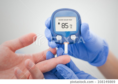Diabetes doing sugar blood test 108149869