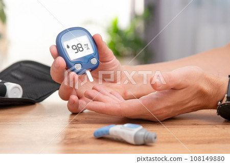 Diabetes doing sugar blood test 108149880