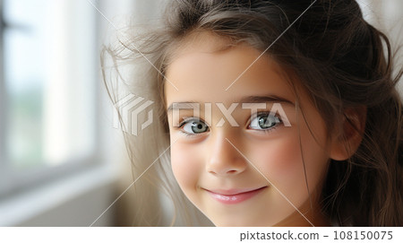 AI-generated content. Banner with happy little girl with copy space AI-generated content. Banner with happy little girl with copy space 108150075