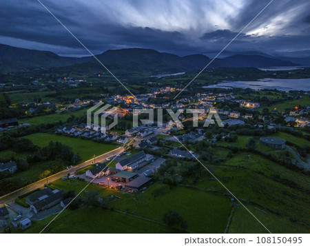 Aerial view of Ardara in County Donegal - The town that once has been voted the best village to live in in Ireland by the Irish Times 108150495