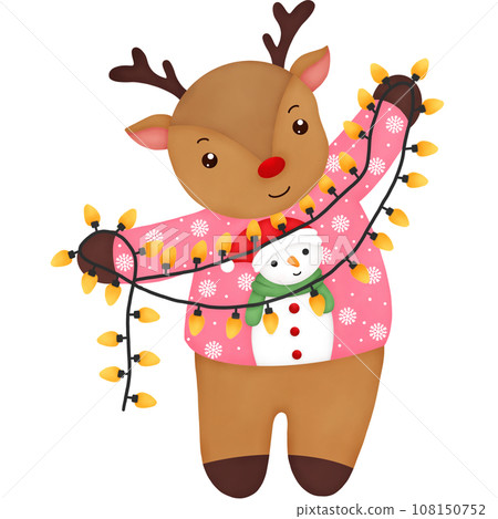 Watercolor Christmas Reindeer 108150752