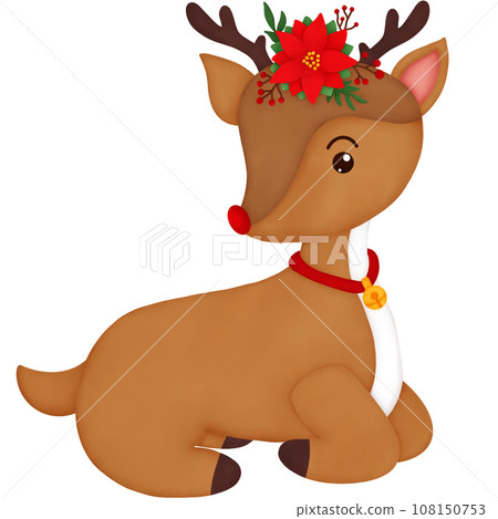 Watercolor Christmas Reindeer 108150753