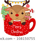 Watercolor Christmas Reindeer 108150755