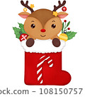 Watercolor Christmas Reindeer 108150757