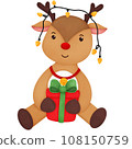 Watercolor Christmas Reindeer 108150759