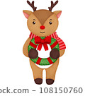 Watercolor Christmas Reindeer 108150760