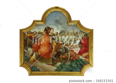 Scenes from the life of St. Eustache, painting on the ceiling of the Catholic Church Saint Eustache in Dobrota, Montenegro 108151501