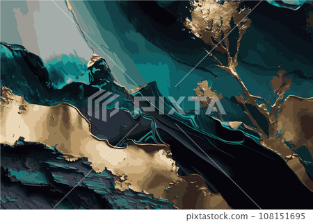 Liquid marble texture. White marble with gold and teal hints. Luxury background. Fashion backdrop. Liquid marble texture. White marble with gold and teal hints. Luxury background. Fashion backdrop. 108151695
