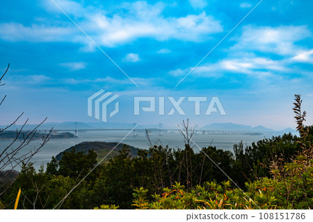 Seto Ohashi Bridge 4 seen from Mt. Tomi, Main Island, Marugame City, Kagawa Prefecture Seto Ohashi Bridge 4 seen from Mt. Tomi, Main Island, Marugame City, Kagawa Prefecture 108151786
