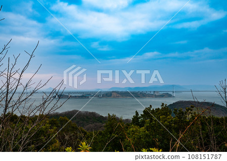 Seto Ohashi Bridge and Yoshima 1 seen from Mt. Tomi, main island of Marugame City, Kagawa Prefecture Seto Ohashi Bridge and Yoshima 1 seen from Mt. Tomi, main island of Marugame City, Kagawa Prefecture 108151787