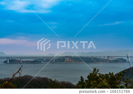 Seto Ohashi Bridge and Yoshima 3 seen from Tomiyama, main island, Marugame City, Kagawa Prefecture Seto Ohashi Bridge and Yoshima 3 seen from Tomiyama, main island, Marugame City, Kagawa Prefecture 108151789
