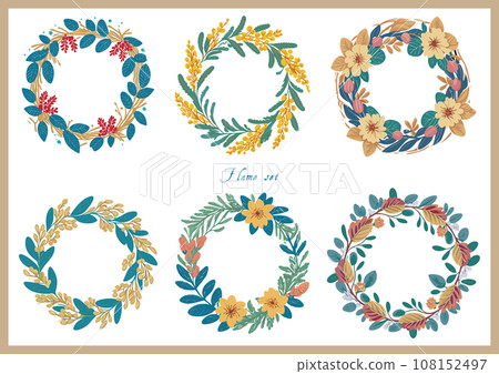 多彩植物花環框架 108152497