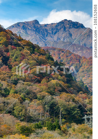 Looking up at Mt. Tanigawa from the Yubiso River in autumn Looking up at Mt. Tanigawa from the Yubiso River in autumn 108152608