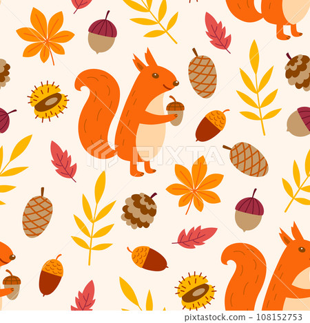 Seamless pattern with cute squirrel Seamless pattern with cute squirrel 108152753
