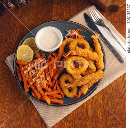 Deep fried seafood 108152967