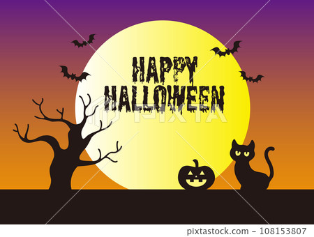 Halloween pumpkin and black cat cute frame background illustration material Halloween pumpkin and black cat cute frame background illustration material 108153807