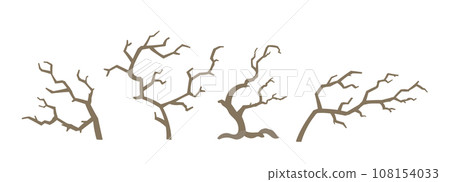 Dry dead tree clipart. Spooky naked wood vector illustration set. Dry dead tree clipart. Spooky naked wood vector illustration set. 108154033