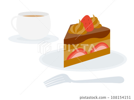 脆餅和飲料的插圖_草莓巧克力脆_2 108154151