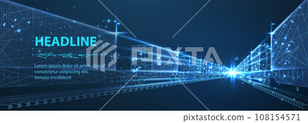 Freight train with containers on blue. Intermodal transport, freight logistics, global export 108154571