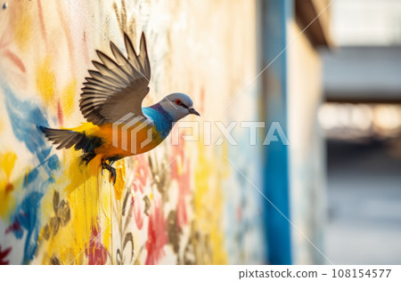 Graffiti of a flying dove, symbol of Peace, conceptual image Graffiti of a flying dove, symbol of Peace, conceptual image 108154577