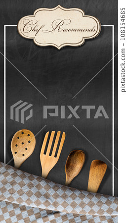 Restaurant Menu with Empty Blackboard and Text Chef Recommends Restaurant Menu with Empty Blackboard and Text Chef Recommends 108154685
