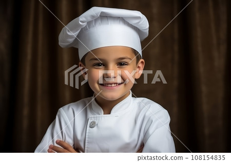 8 year old boy dressed as a chef 108154835