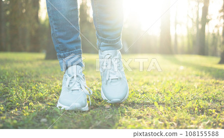 Stepping in shoes good for running 108155588