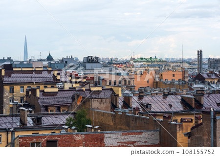 top view of the city roofs in the historical center of Saint Petersburg top view of the city roofs in the historical center of Saint Petersburg 108155752
