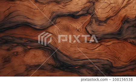 Wooden saw cut texture in dark color. Old wood in natural very dark wooden color with knots and grains Wooden saw cut texture in dark color. Old wood in natural very dark wooden color with knots and grains 108156538