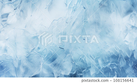 Frozen blue and white ice texture, structured with cracks and scratches 108156641