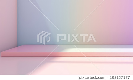 Light pink and blue background with podium for product, business presentation, mockup template abstraction, backdrop 108157177