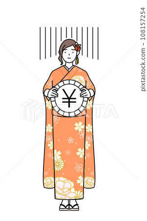 外匯損失、日圓貶值、長袖和服的女性、新年參拜、成年儀式、畢業典禮、婚禮等形象。 外匯損失、日圓貶值、長袖和服的女性、新年參拜、成年儀式、畢業典禮、婚禮等形象。 108157254