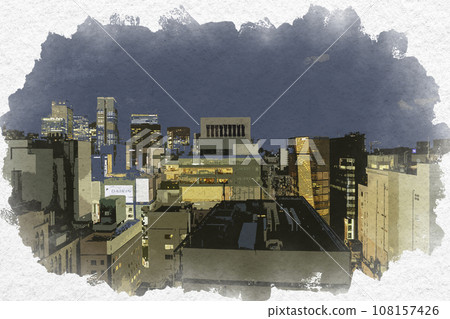 Watercolor painting style, Ginza, view from GSIX, towards Ginza 3-chome, Chuo-ku, Tokyo Watercolor painting style, Ginza, view from GSIX, towards Ginza 3-chome, Chuo-ku, Tokyo 108157426