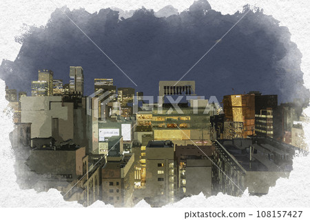 Watercolor painting style, Ginza, view from GSIX, towards Ginza 3-chome, Chuo-ku, Tokyo Watercolor painting style, Ginza, view from GSIX, towards Ginza 3-chome, Chuo-ku, Tokyo 108157427