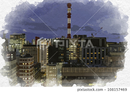 Watercolor style Ginza View from GSIX towards Ginza 6-chome Chuo-ku, Tokyo Watercolor style Ginza View from GSIX towards Ginza 6-chome Chuo-ku, Tokyo 108157469