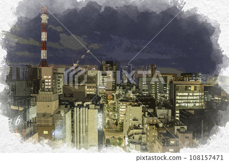 從 GSIX 向東京都中央區銀座 6 丁目方向眺望水彩風格的銀座 108157471