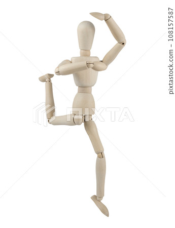 a wooden mannequin posing a wooden mannequin posing 108157587