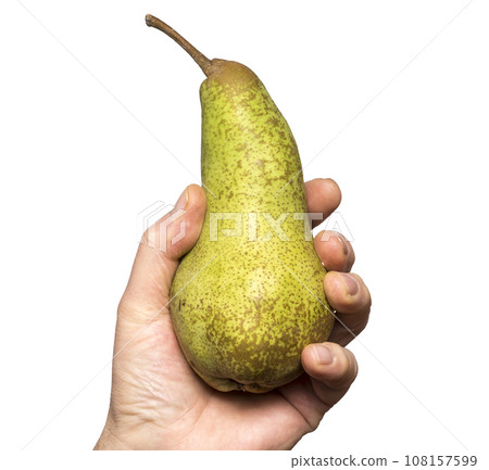 a pear held in one hand 108157599