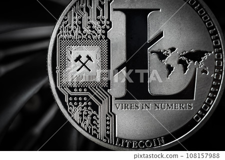 Litecoin coin on dark background Litecoin coin on dark background 108157988