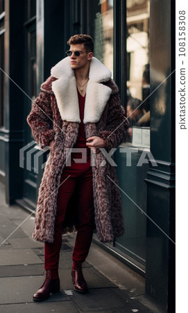 Street style clothing - fashionable person after fashion show on the street 108158308