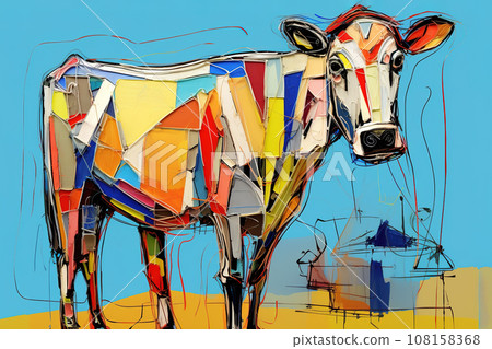 Abstract cow painting. Farm animals. Animals art. 108158368